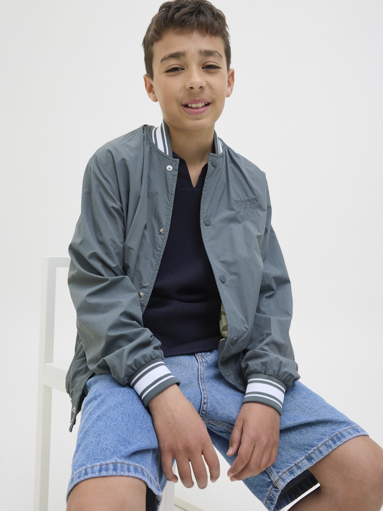 Jack Jones Youths Almeria Bomber Jacket Junior-Stormy Weather Stormy Weather front view