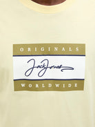 JACK JONES ORIGINALS Frederiksberg Box Script Double Cream Tee Double Cream flat front view