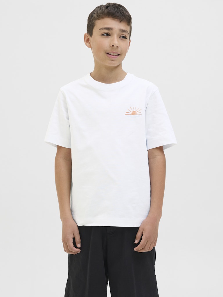 Jack Jones Youths Canggu Summer Picture Tee Short Sleeve Junior-Bright White Bright White front view