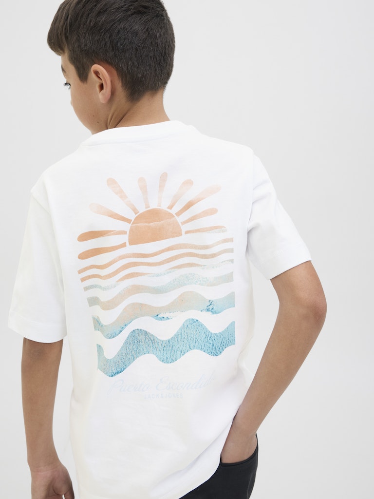 Jack Jones Youths Canggu Summer Picture Tee Short Sleeve Junior-Bright White Bright White back view