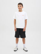 Jack Jones Youths Canggu Summer Picture Tee Short Sleeve Junior-Bright White Bright White model front view