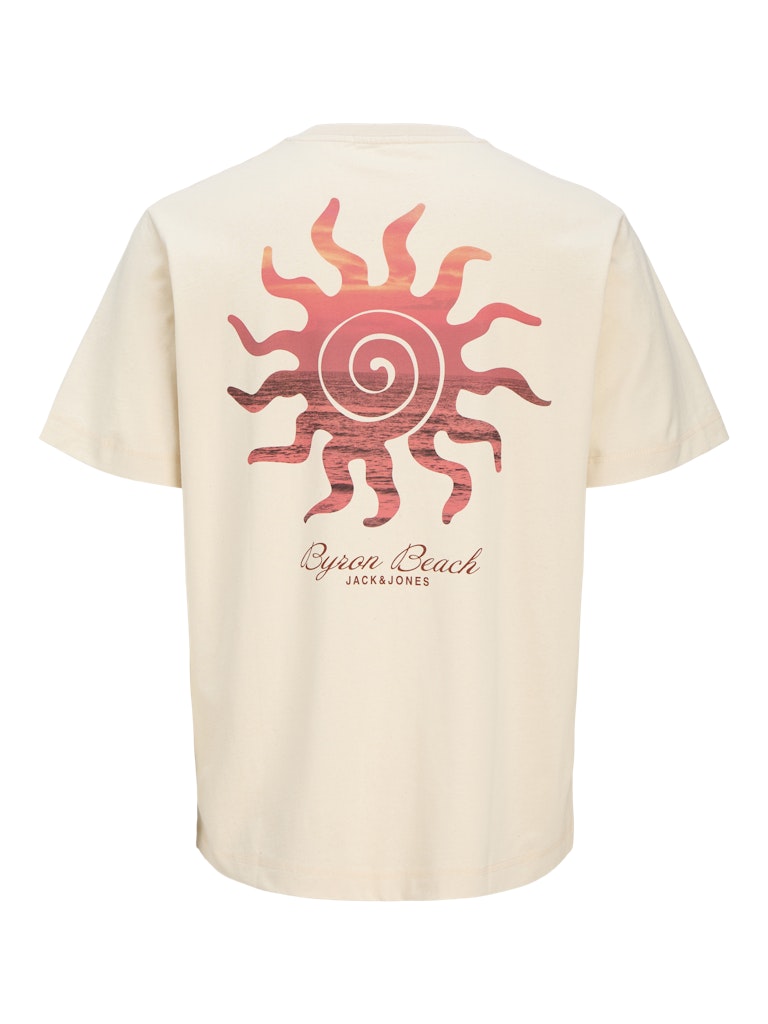 Jack Jones Youths Canggu Ecru Summer Picture Junior Tee Ecru side view