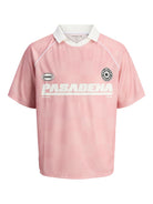 Jack Jones Youths Lido Mesh Open Collar Pink Junior Polo Pink/Grey side view