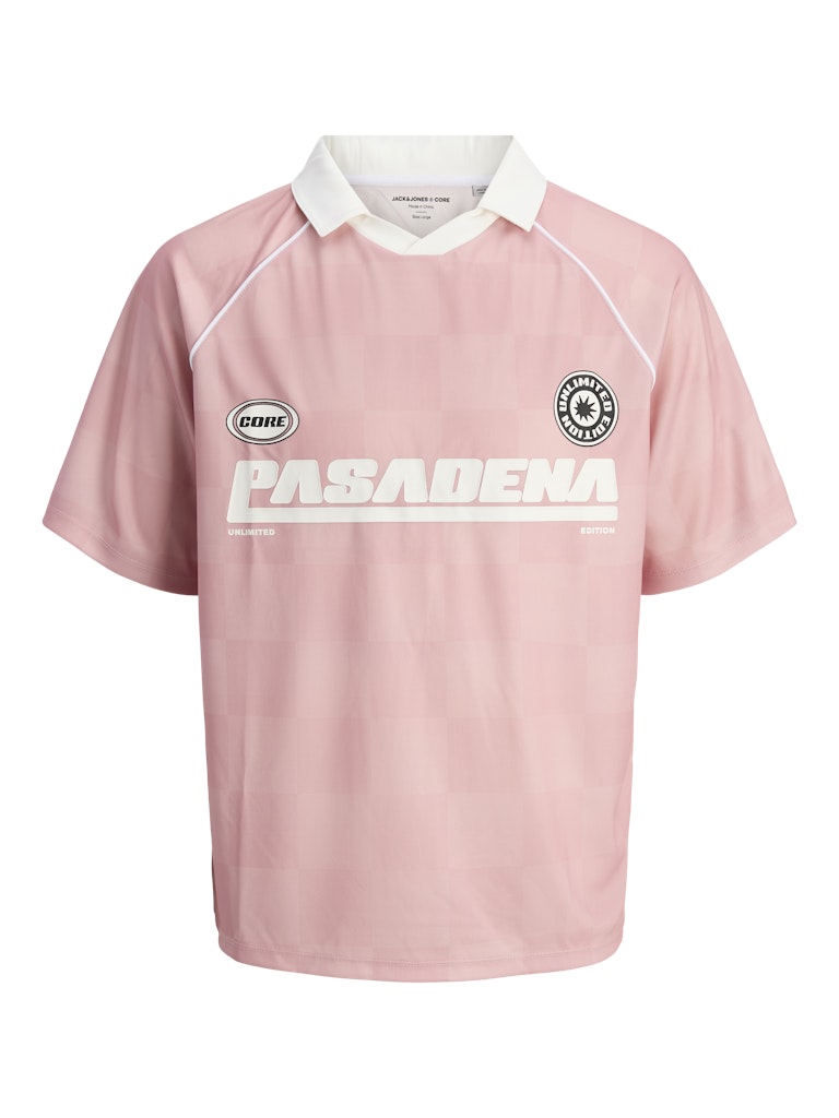 Jack Jones Youths Lido Mesh Open Collar Pink Junior Polo Pink/Grey side view