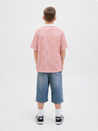 Jack Jones Youths Lido Mesh Open Collar Pink Junior Polo Pink/Grey detail view