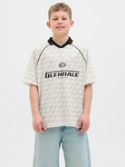 Jack Jones Youths Lido Mesh Open Collar Cloud Dancer Junior Polo Cloud Dancer front view