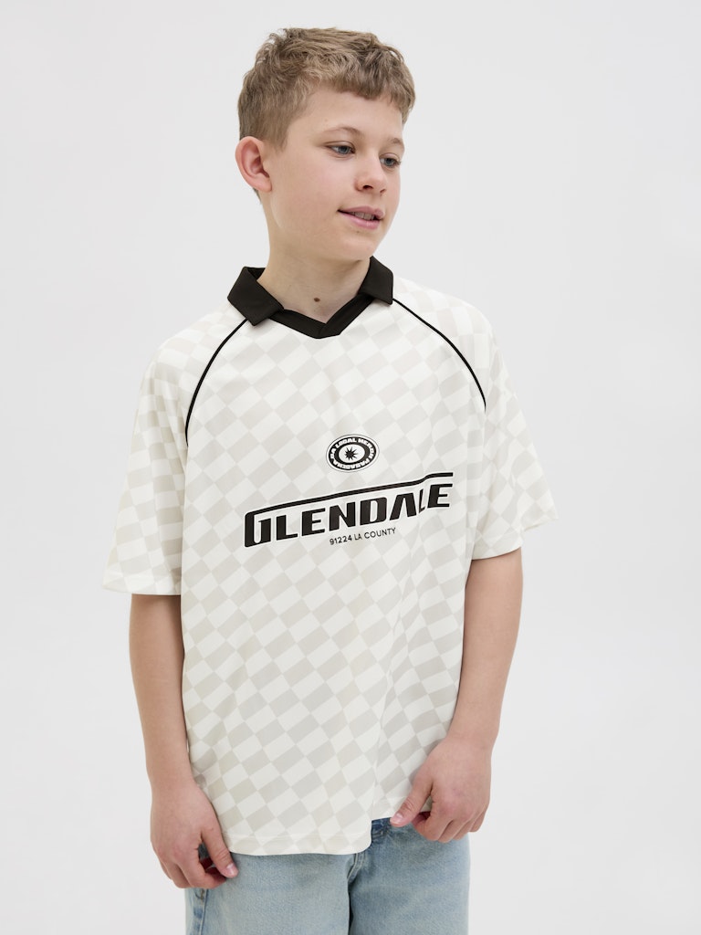 Jack Jones Youths Lido Mesh Open Collar Cloud Dancer Junior Polo Cloud Dancer back view