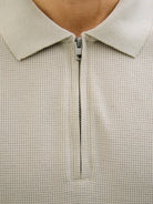 JACK & JONES Austin Zip Polo Short Sleeve-Moonbeam Moonbeam model front view