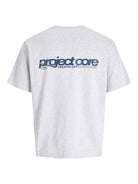 JACK JONES CORE Union Back Print Tee-White Melange White Melange flat front view
