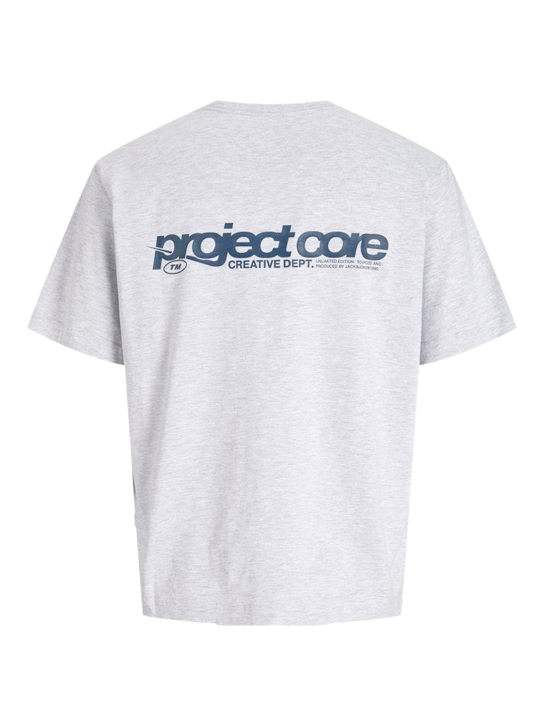 JACK JONES CORE Union Back Print Tee-White Melange White Melange flat front view