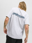 JACK JONES CORE Union Back Print Tee-White Melange White Melange model front view