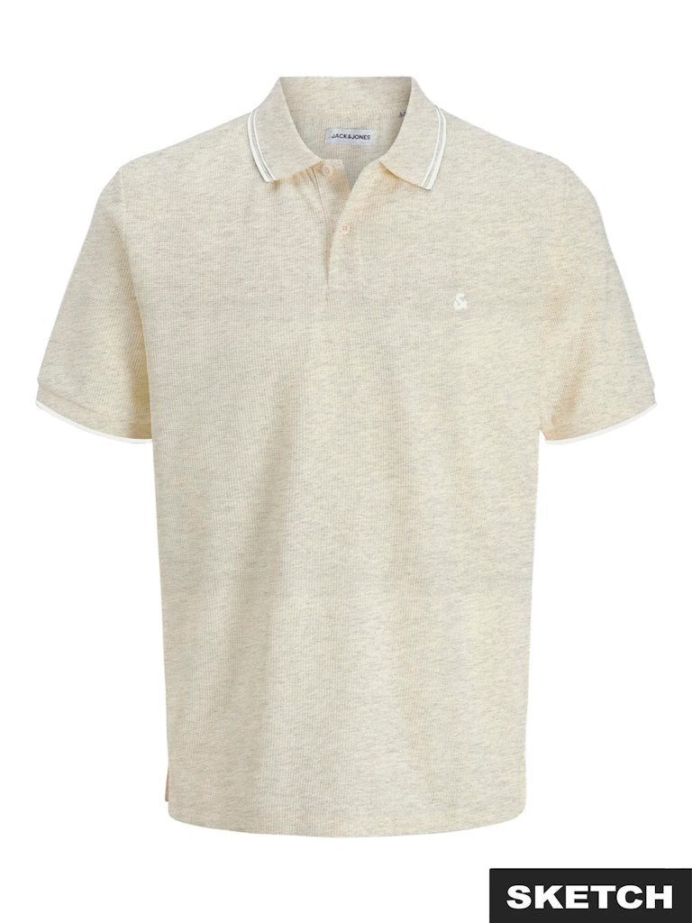 Men's Austin Polo Short Sleeve-Antique White-Front View