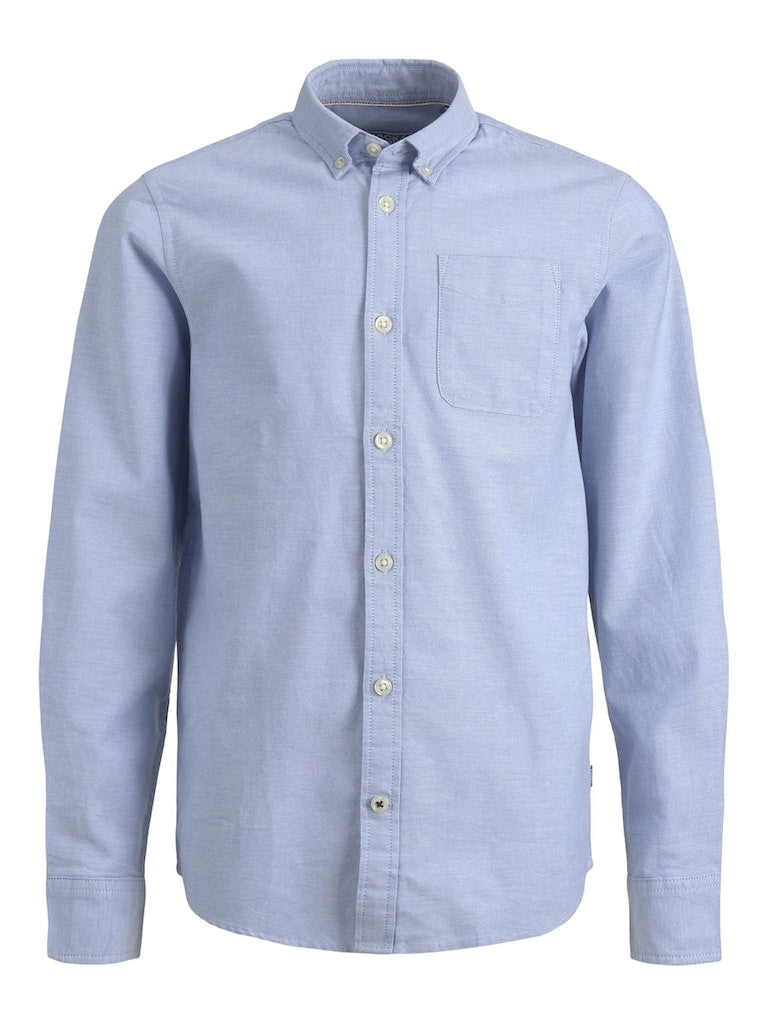 Light blue button-up shirt on a white background