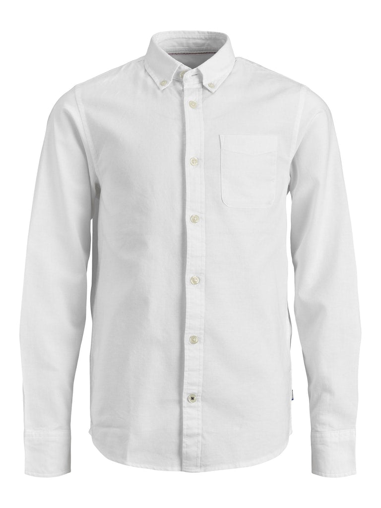 Jack Jones Youths Oxford Junior Shirt-White White front view