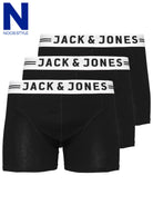 JACK & JONES Sense 3 Pack Boxers by Jack Jones BLACK/BLACK back view