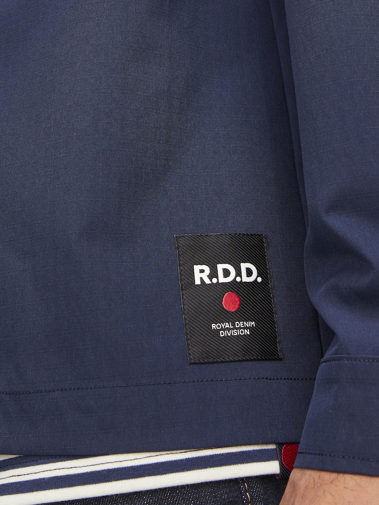 Men's R.D.D Colter Navy Overshirt-Tab Logo View