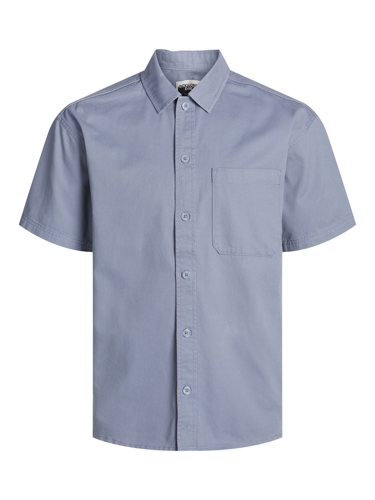 Men's Collective Zac Overshirt Short Sleeve-Flint Stone-Front View