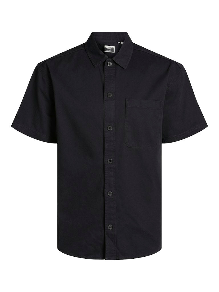 Men's Collective Zac Overshirt Short Sleeve-Black-Front View