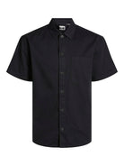 JACK JONES CORE Collective Zac Overshirt Short Sleeve-Black BLACK front view