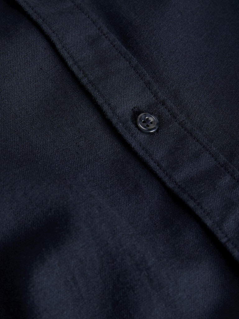Maze Linen Band Collar Short Sleeve Shirt -Night Sky-Button detail