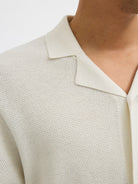 JACK&JONES Orion Cloud Dancer Resort Knit Polo Cloud Dancer flat front view