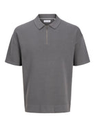 JACK&JONES Troy Knit Zip Polo-Castlerock Castlerock flat front view