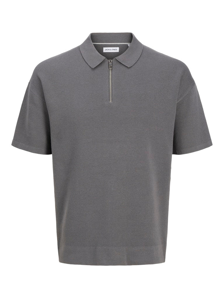 JACK&JONES Troy Knit Zip Polo-Castlerock Castlerock flat front view