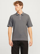 JACK&JONES Troy Knit Zip Polo-Castlerock Castlerock front view