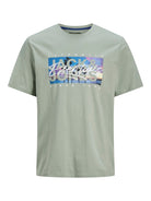 Jack Jones Youths Colton Photoprint Junior Tee Short Sleeve Crew Neck-Iceberg Green Iceberg Green back view