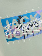 Jack Jones Youths Colton Photoprint Junior Tee Short Sleeve Crew Neck-Iceberg Green Iceberg Green detail view