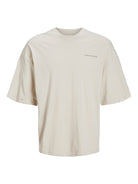 JACK&JONES Almos Moonbeam Crew Neck Tee Moonbeam model front view