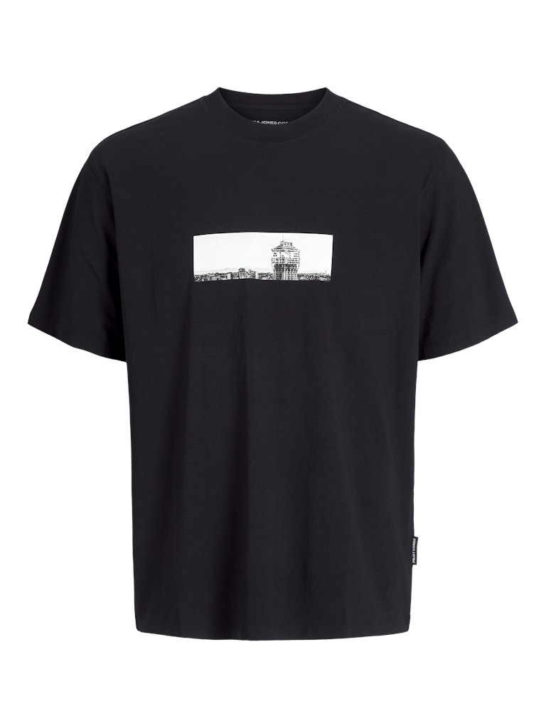 JACK JONES CORE Pacer Photo Branding Black Tee Black front view