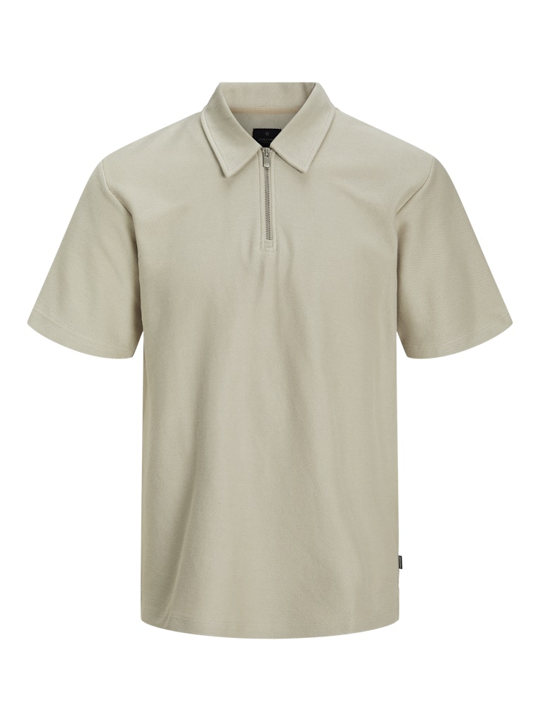 Men's Andrew Short Sleeve Zip Polo-Silver Lining-Front View