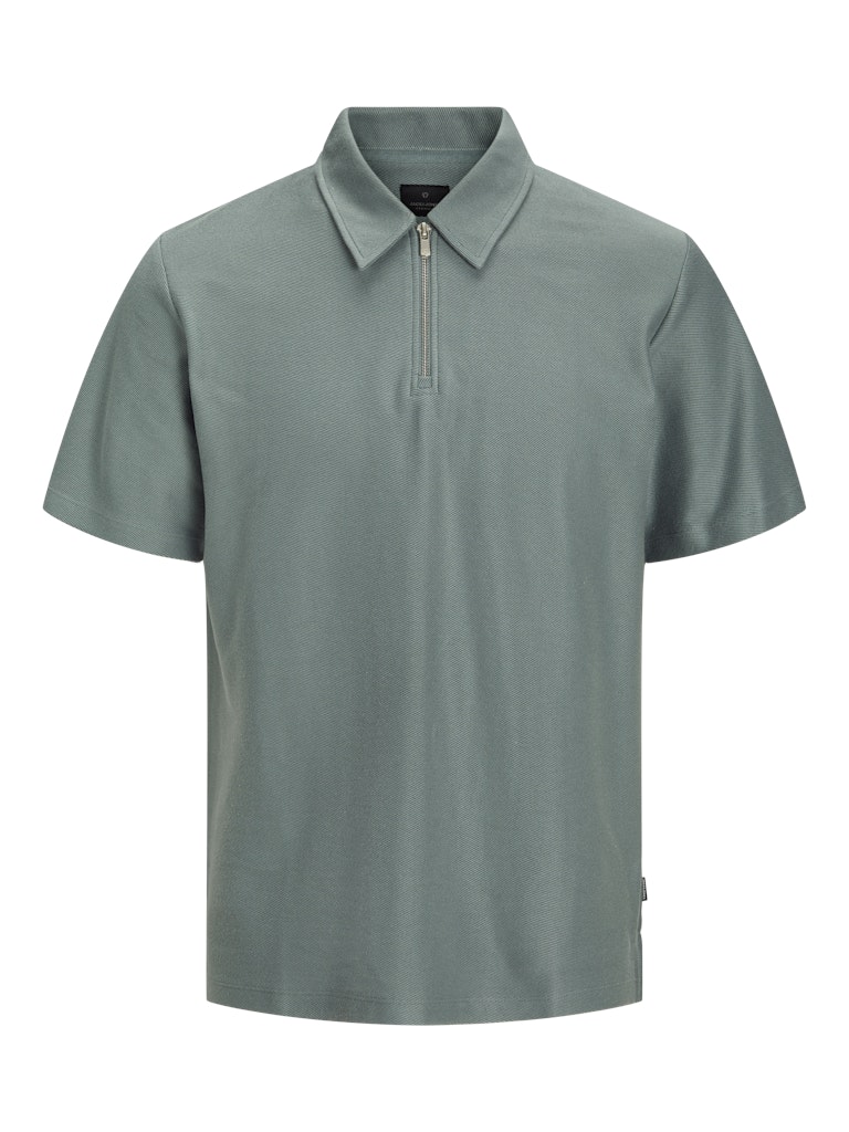 Men's Andrew Short Sleeve Zip Polo-Stormy Sea-Front View