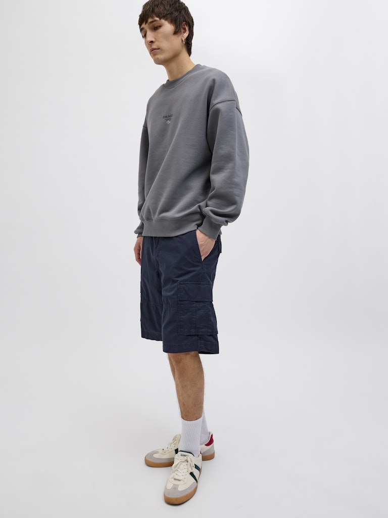 Cole Mateo Mid Dark Navy Cargo Shorts-Model side view