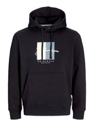 JACK JONES ORIGINALS Frederiksberg Black Script Hoodie Black front view