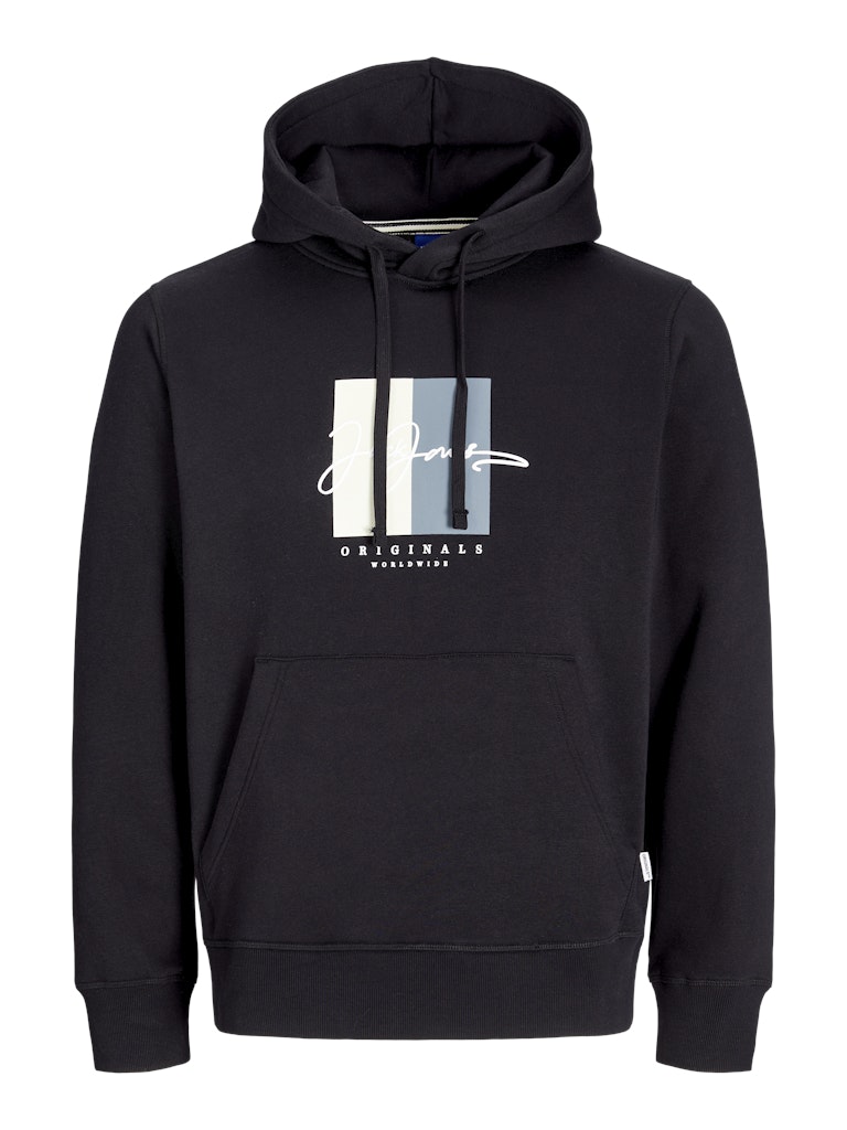 JACK JONES ORIGINALS Frederiksberg Black Script Hoodie Black front view