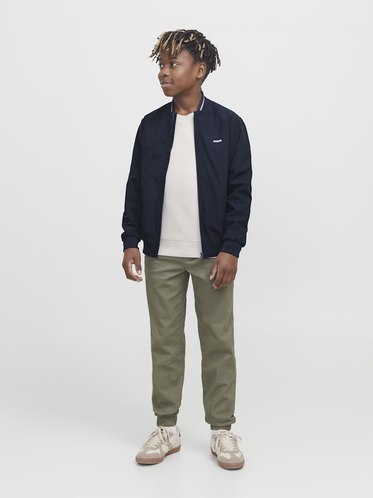 Jack Jones Youths Brad Bomber Jacket Junior-Seaborne SEABORNE model front view