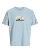JACK JONES CORE Pacer Photo Branding Blue Tee Subdued Blue front view