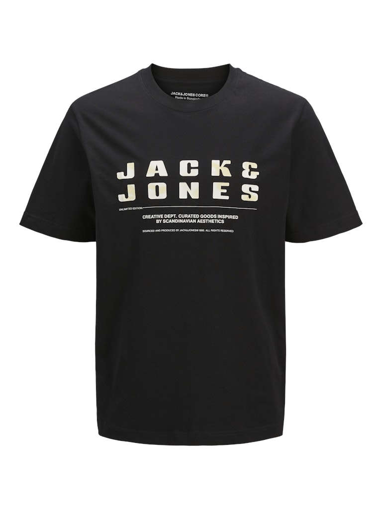 JACK JONES CORE Recharge Front Branding Black Tee Black front view