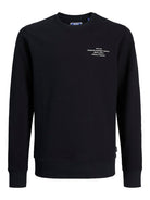 Jack Jones Youths Chad Branding Sweat Crew Neck Junior-Black Black front view