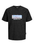 JACK JONES CORE Sago Photo Slub Black Tee BLACK front view