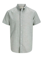 JACK JONES PREMIUM Summer Shield Short Sleeve Shirt-Hedge Green Hedge Green back view