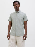 JACK JONES PREMIUM Summer Shield Short Sleeve Shirt-Hedge Green Hedge Green front view