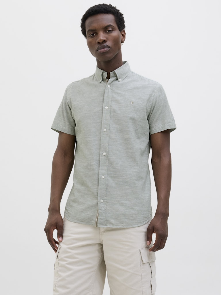 JACK JONES PREMIUM Summer Shield Short Sleeve Shirt-Hedge Green Hedge Green front view