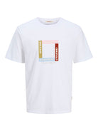 JACK JONES ORIGINALS Tavira Branding Tee Short Sleeve Crew Neck-Bright White Bright White flat front view