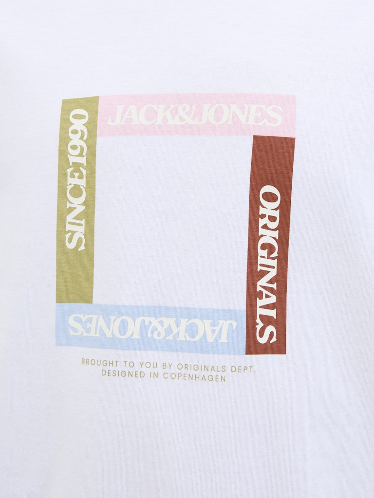 JACK JONES ORIGINALS Tavira Branding Tee Short Sleeve Crew Neck-Bright White Bright White side view