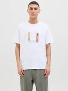 JACK JONES ORIGINALS Tavira Branding Tee Short Sleeve Crew Neck-Bright White Bright White front view