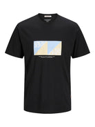 JACK JONES ORIGINALS Tavira Branding Tee Short Sleeve Crew Neck-Black Black flat front view