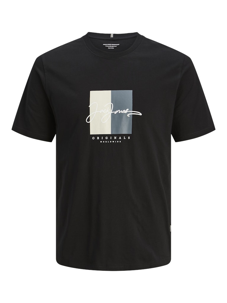 JACK JONES ORIGINALS Frederiksberg Black Script Tee Black front view